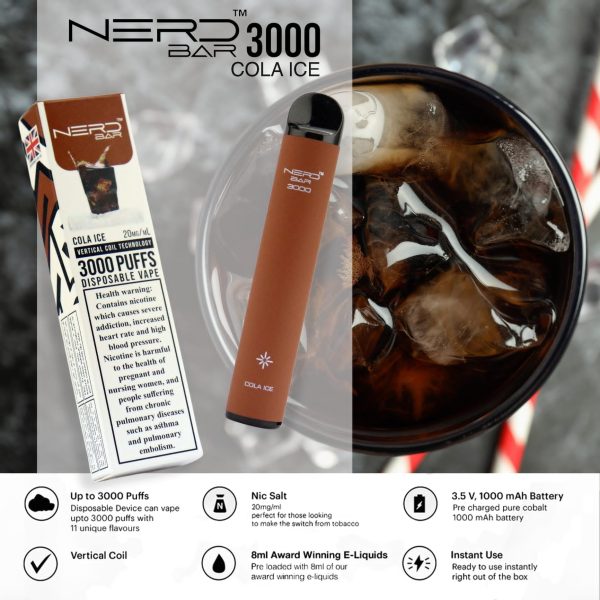 Nerd Bar 3000 Puffs Disposable- Cola Ice