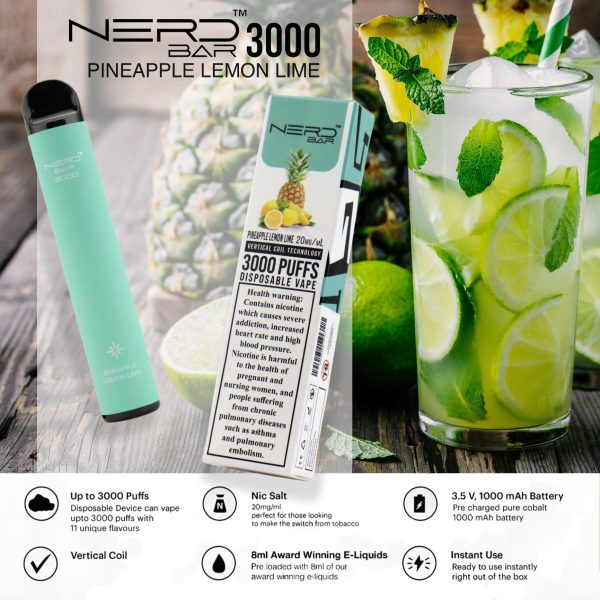 Nerd Bar 3000 Puffs Disposable- Pineapple Lemon Ice