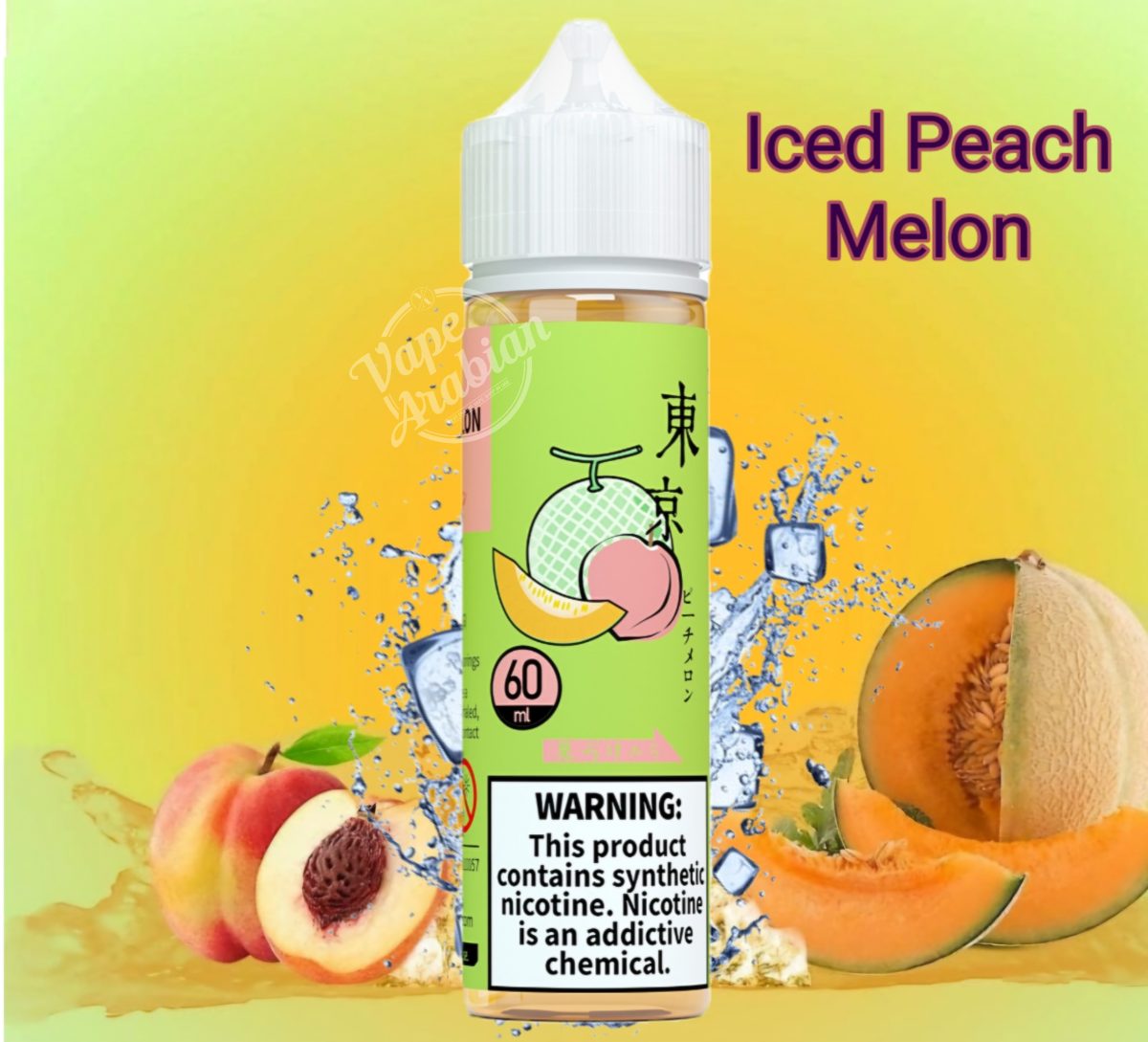 Tokyo E Liquid 3mg 60ml- Iced Peach Melon