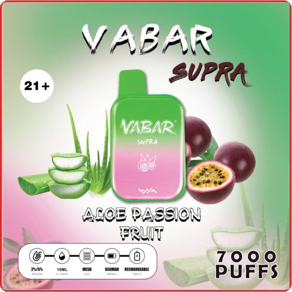 Vabar Supra 7000 Puffs Disposable Pods- Aloe Passion Fruit