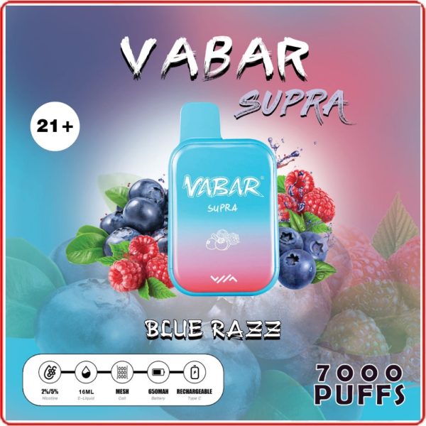 Vabar Supra 7000 Puffs Disposable Pods- Blue Razz