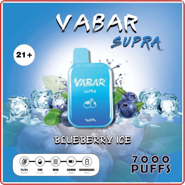 Vabar Supra 7000 Puffs Disposable Pods- Blueberry Ice