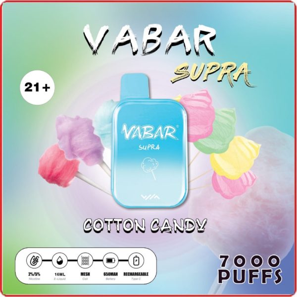 Vabar Supra 7000 Puffs Disposable Pods- Cotton Candy