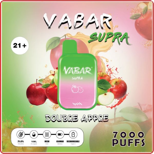 Vabar Supra 7000 Puffs Disposable Pods- Double Apple