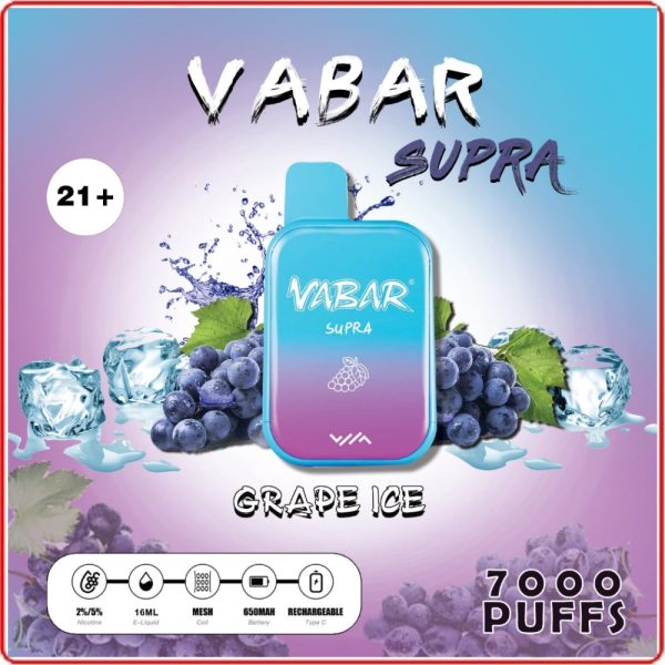 Vabar Supra 7000 Puffs Disposable Pods- Grape Ice