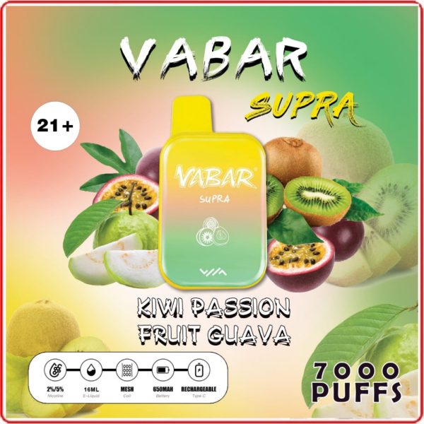 Vabar Supra 7000 Puffs Disposable Pods- Kiwi Passion Guava