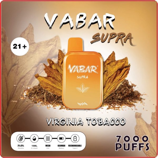 Vabar Supra 7000 Puffs Disposable Pods- Virgina Tobacco