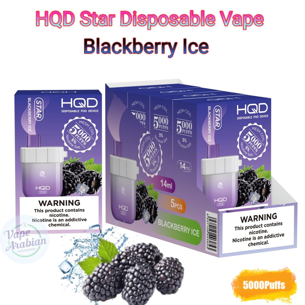 HQD Star Disposable Vape 5000 Puffs- Blackberry Ice