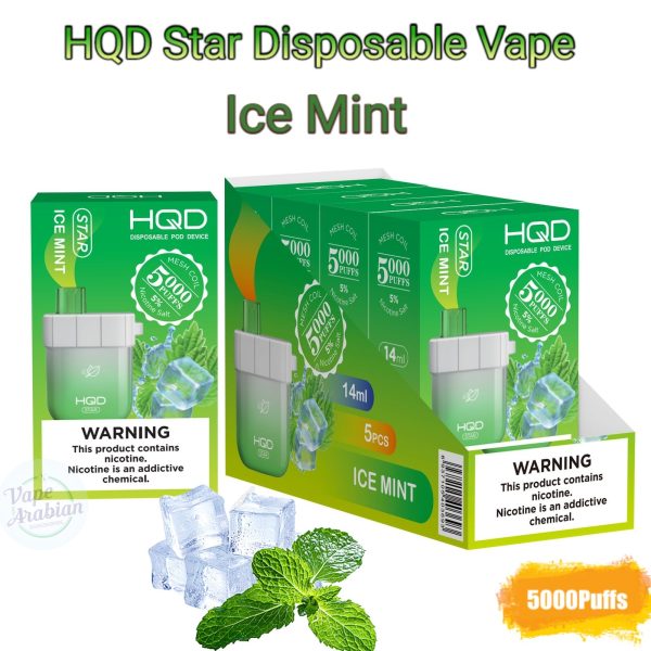HQD Star Disposable Vape 5000 Puffs- Ice Mint