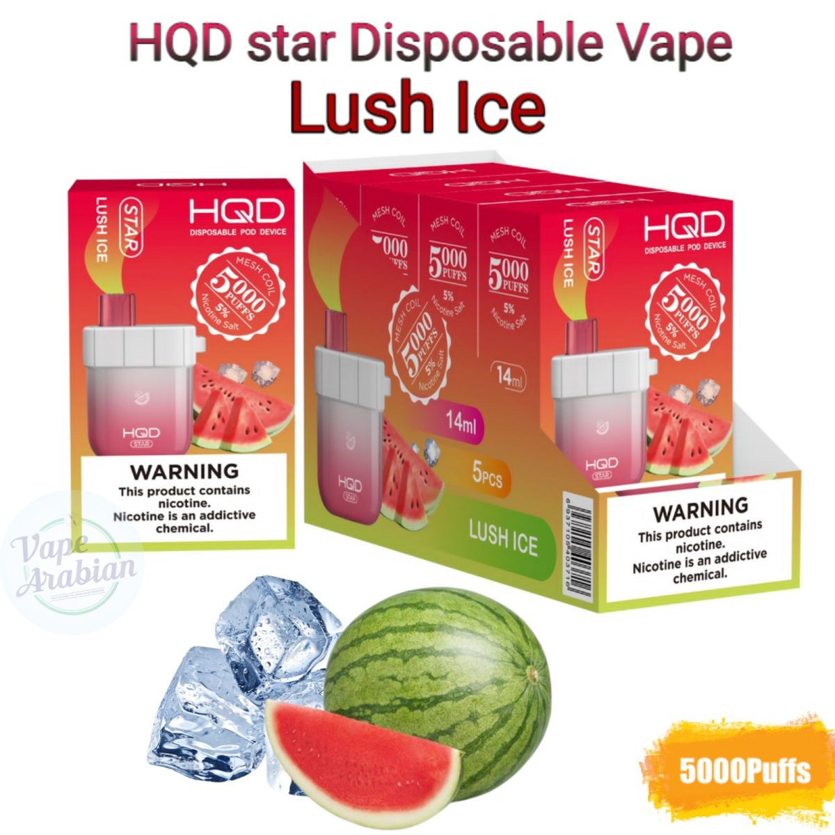 HQD Star Disposable Vape 5000 Puffs- Lush Ice