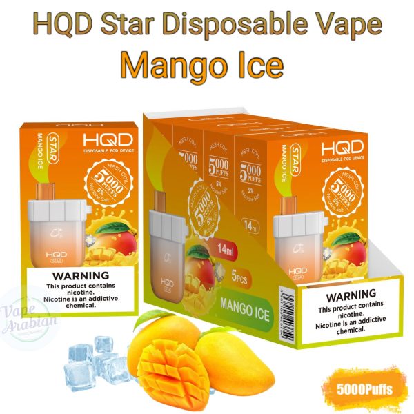 HQD Star Disposable Vape 5000 Puffs- Mango Ice