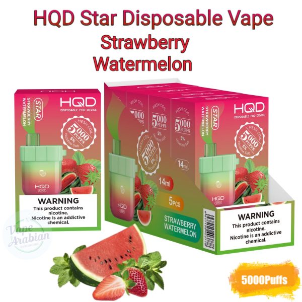 HQD Star Disposable Vape 5000 Puffs- Strawberry Watermelon