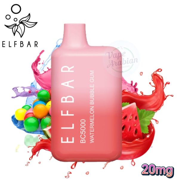 Elf Bar Bc5000 Disposable Vape 20mg- Watermelon Bubble Gum