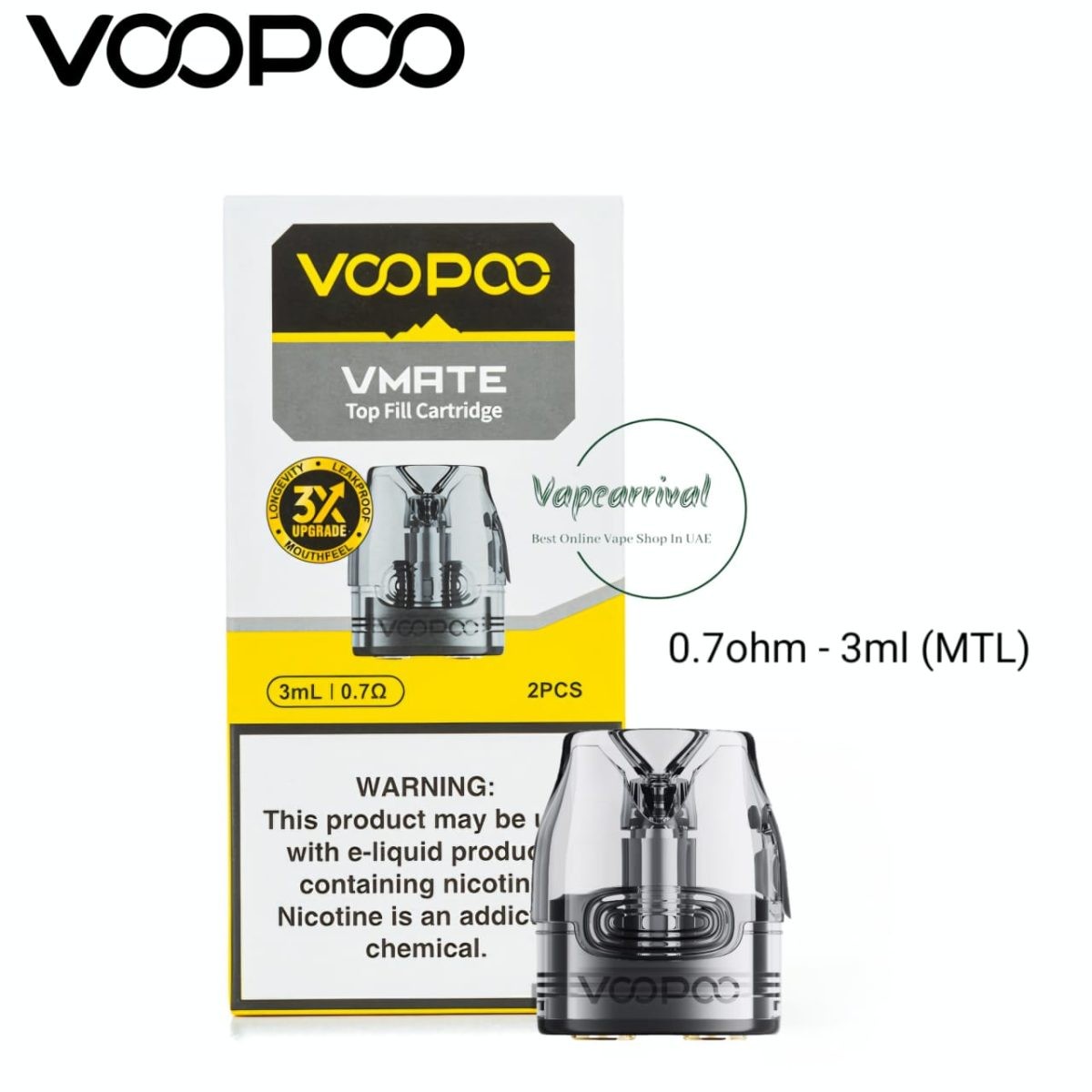 VOOPOO Vmate V2 Empty Pod Cartridge 0.7 (Top Fill MTL)