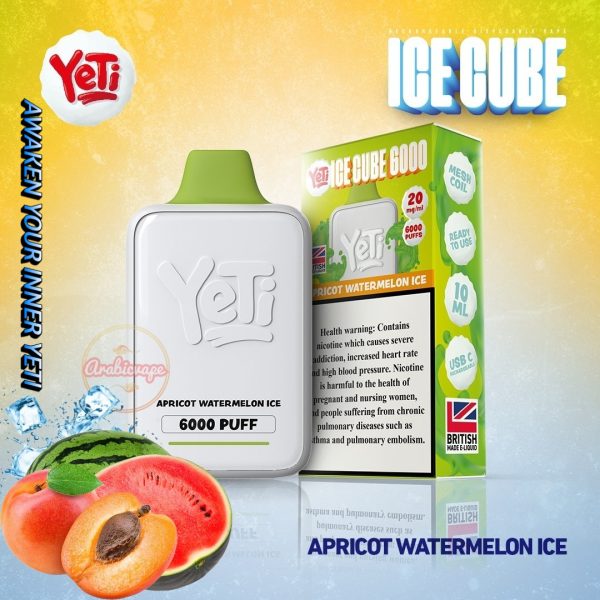 Yeti Ice Cube 6000 Puff Disposable- Apricot Watermelon Ice