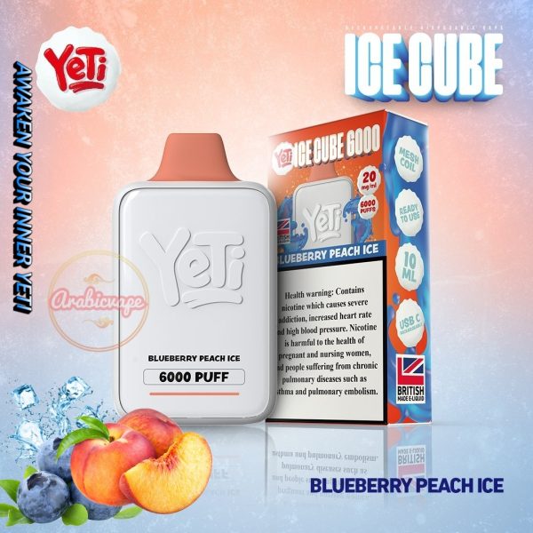 Yeti Ice Cube 6000 Puff Disposable- Blueberry Peach Ice