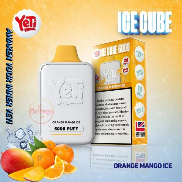 Yeti Ice Cube 6000 Puff Disposable- Orange Mango Ice