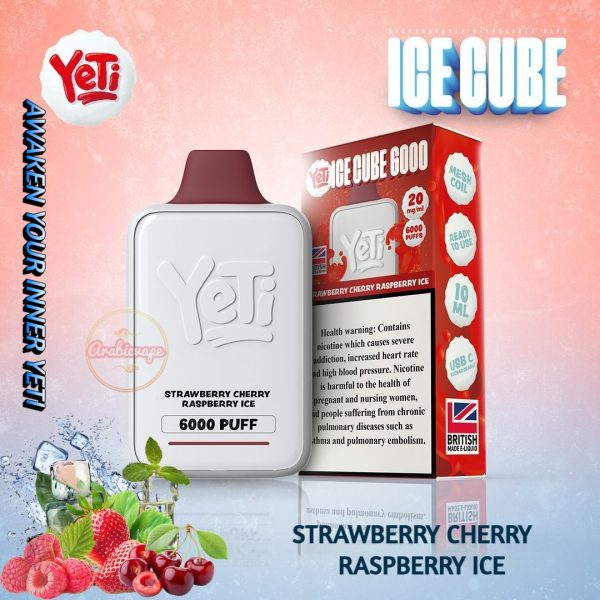 Yeti Ice Cube 6000 Puff Disposable- Strawberry Cherry Raspberry Ice