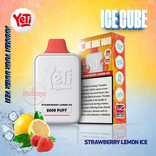 Yeti Ice Cube 6000 Puff Disposable- Strawberry Lemon Ice