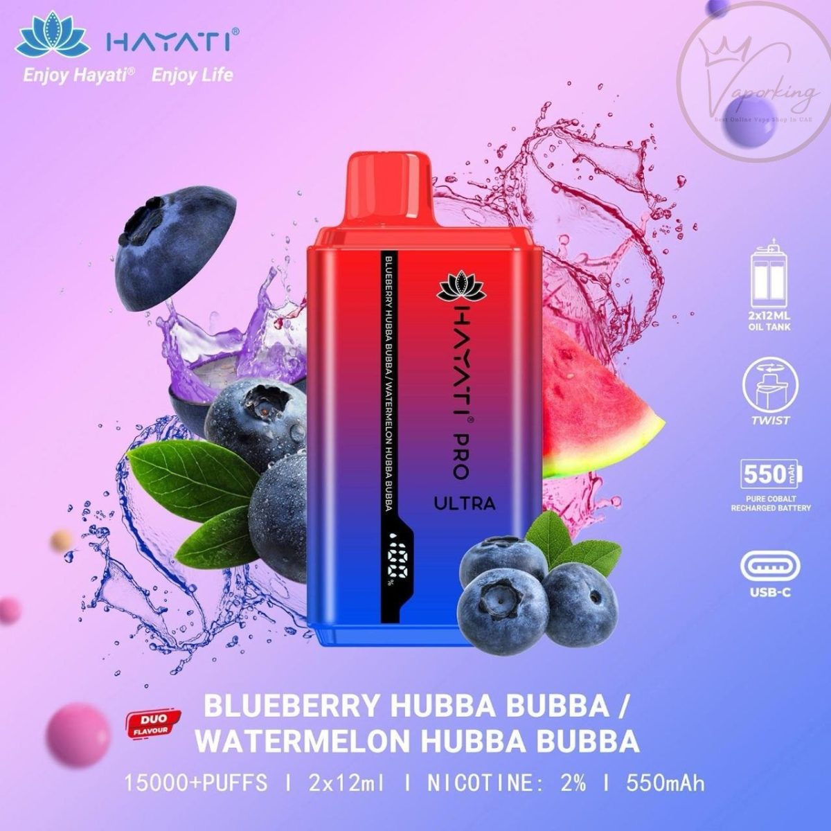 Hayati Pro Ultra 15000 Puffs Disposable Vape In UAE