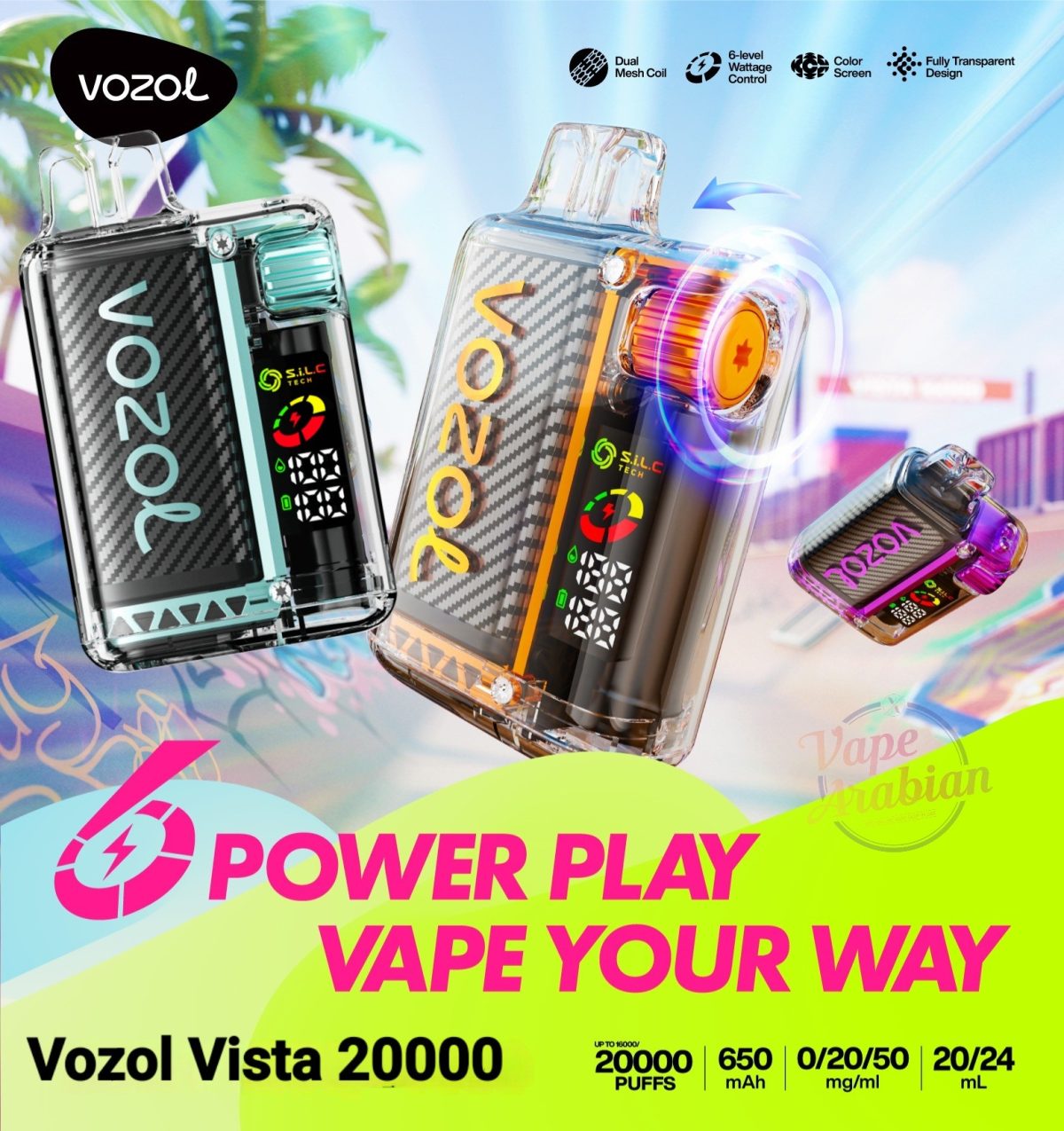 Buy VOZOL Vista 20000 Puffs Disposable Vape 50mg In UAE